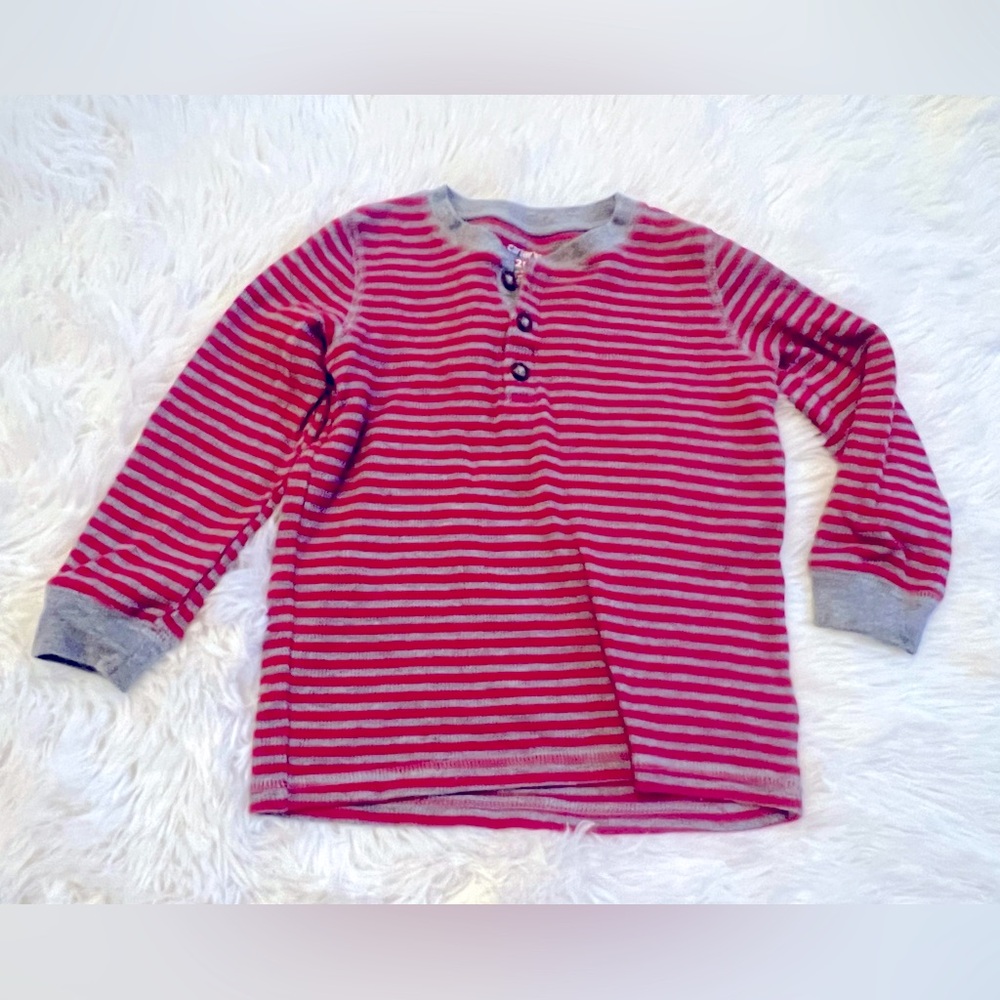 Carters 2T Grey Red Ribbed Long Sleeve Kids Top Boys Warm & Cozy Shirt